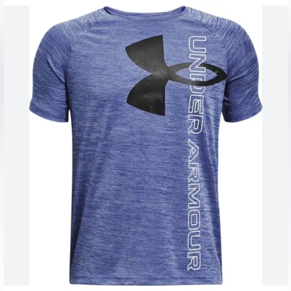 NWT Under Armour Tech Split Logo Hybrid T-Shirt Blue Size M